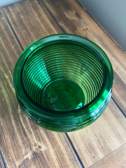 Vintage National Pottery Emerald Green Beehive Glass Vase