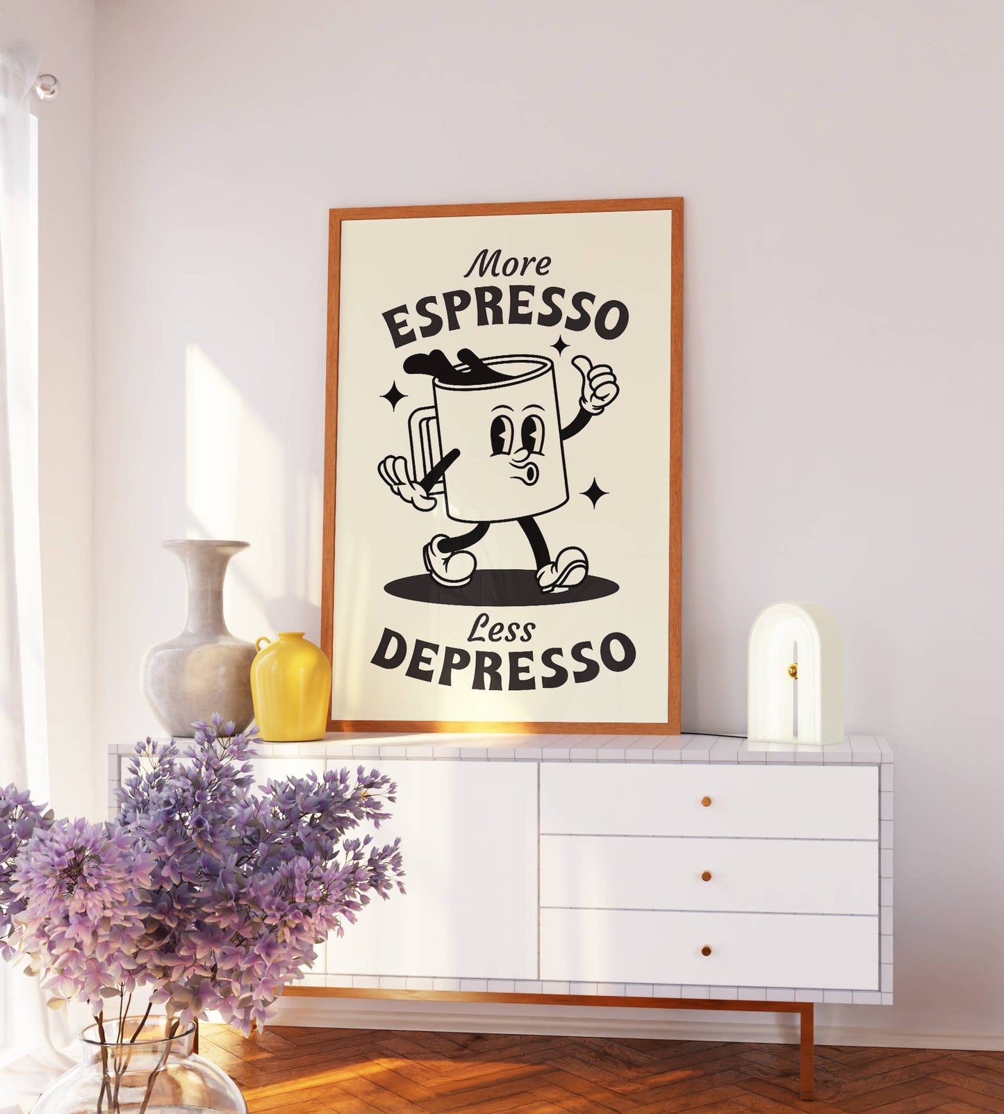 More Espresso Less Depresso Retro Art Print