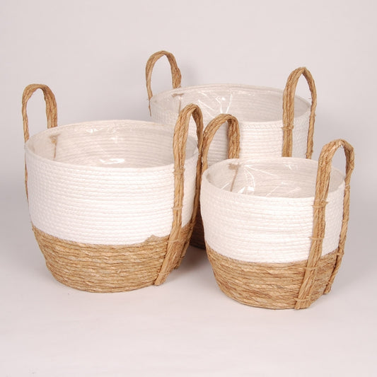 Taupe & Natural Plastic-Lined Baskets