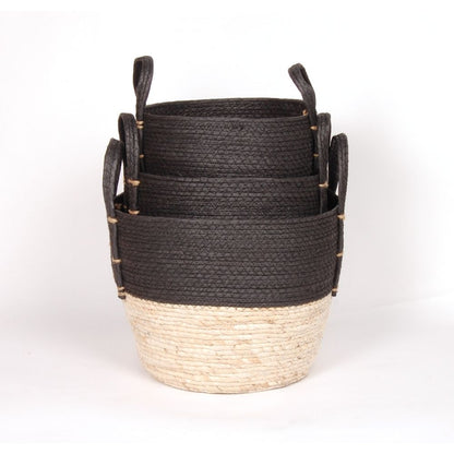 Black & Natural Straw Baskets