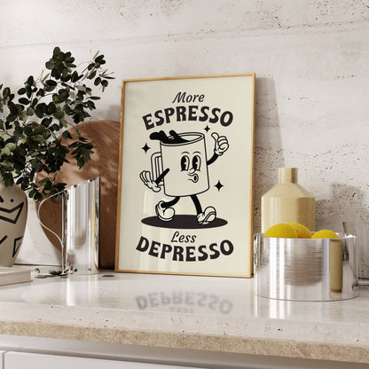 More Espresso Less Depresso Retro Art Print