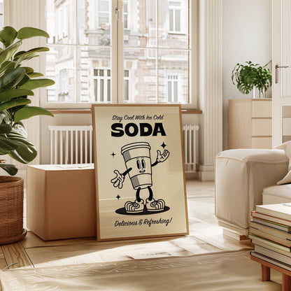 Ice Cold Soda Retro Art Print