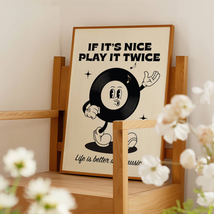 If It's Nice Play it Twice Retro Print