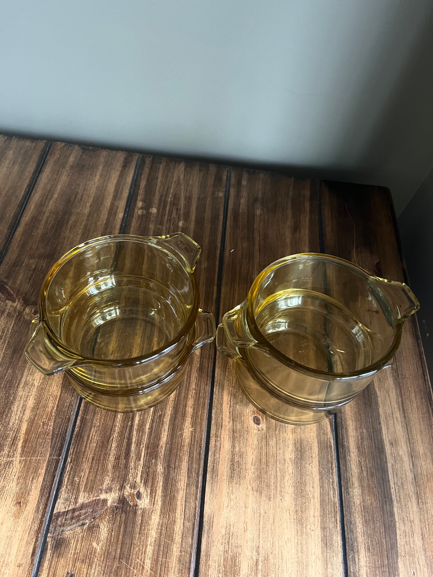 Vintage Forte Crisa Amber Casserole Glass Dish - Set of 2