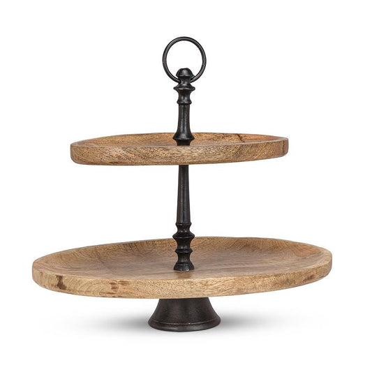 Oval Wooden Tiered Tray