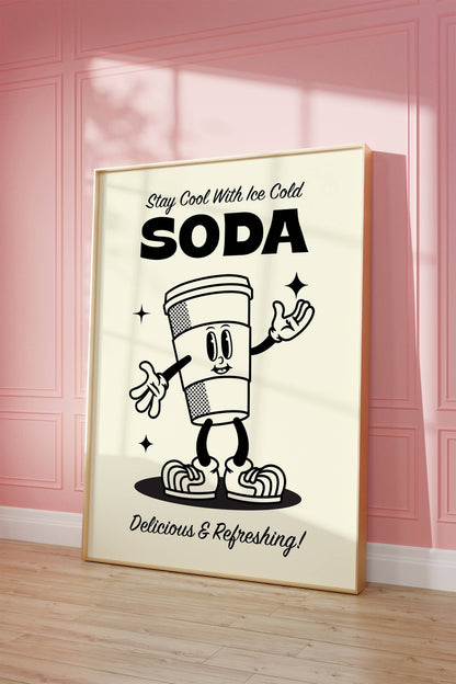 Ice Cold Soda Retro Art Print