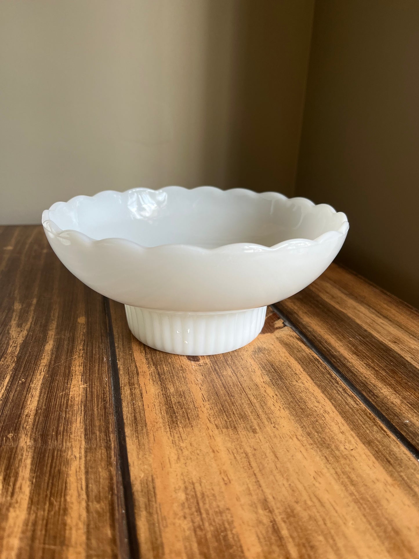 Vintage EO Brody Milk Glass Pedestal Bowl