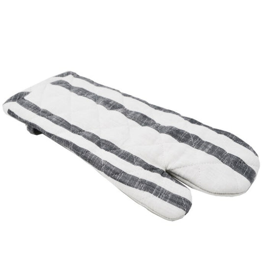 Charcoal Stripe Oven Mitts - Set of 2