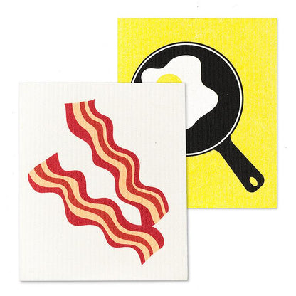 Bacon & Eggs Swedish Dishcloths - Set of 2