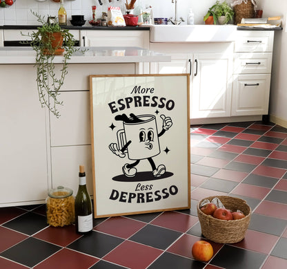 More Espresso Less Depresso Retro Art Print