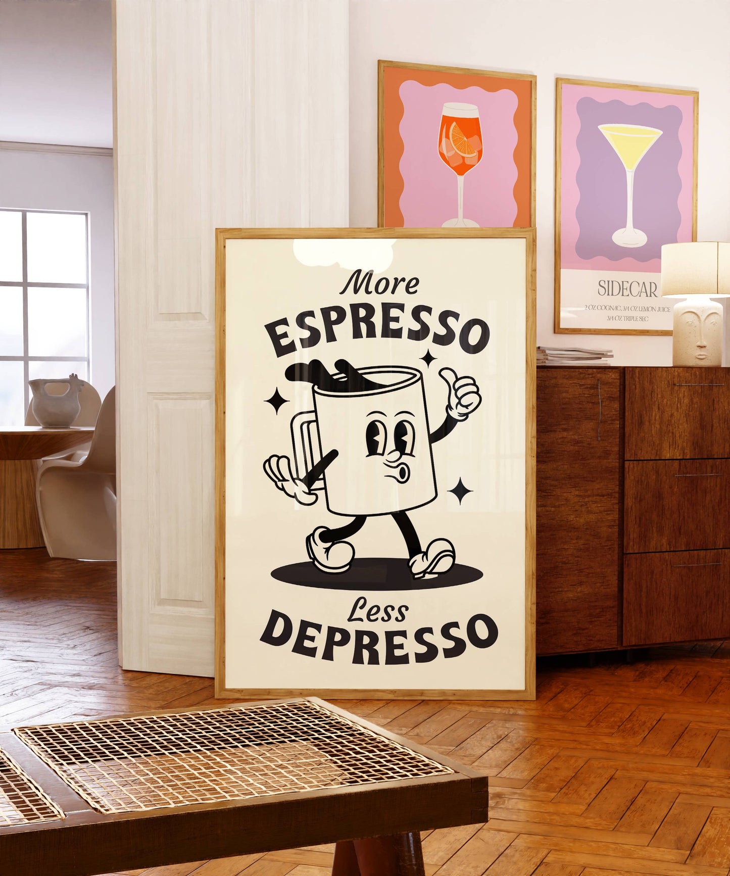 More Espresso Less Depresso Retro Art Print