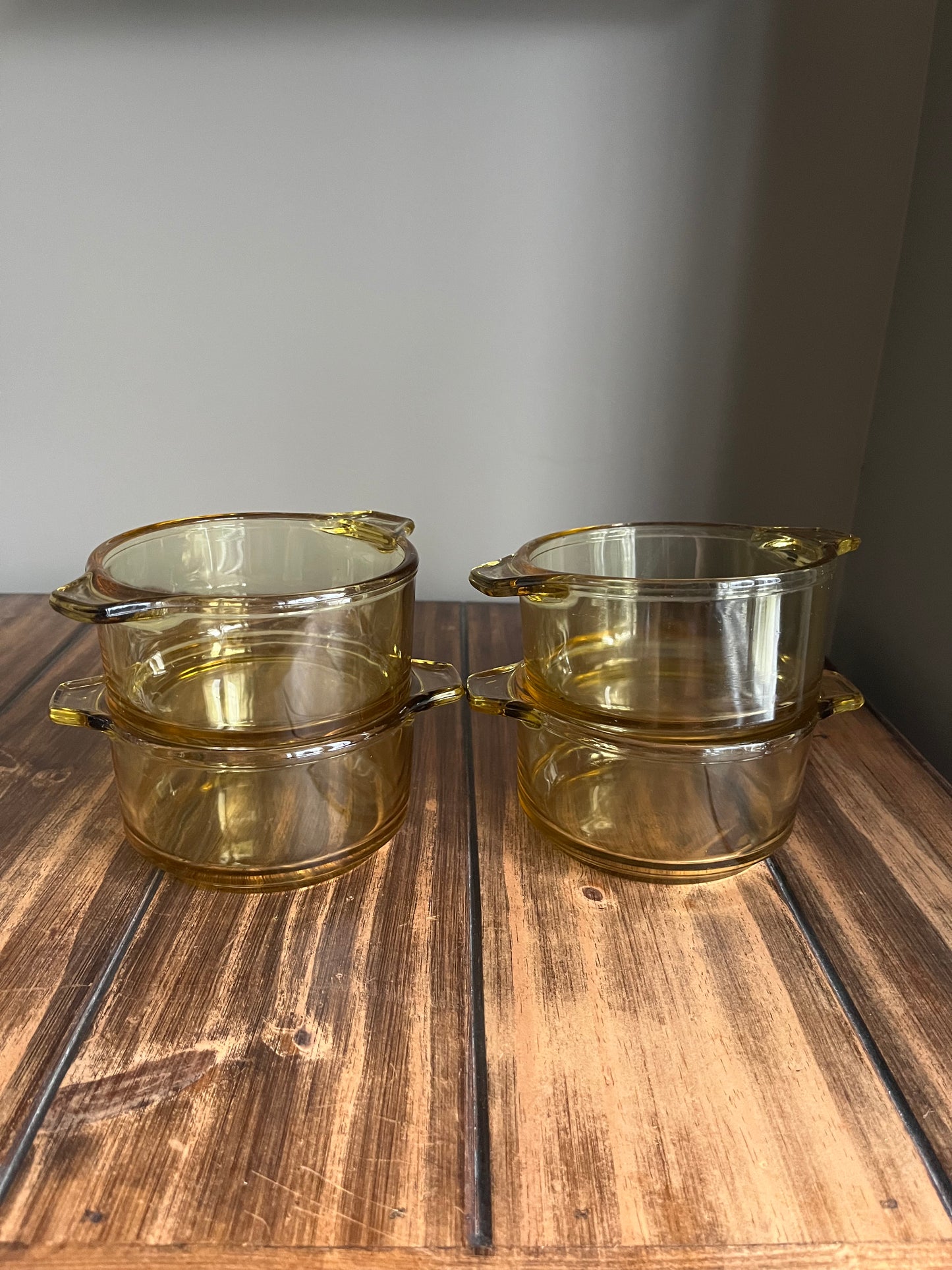 Vintage Forte Crisa Amber Casserole Glass Dish - Set of 2