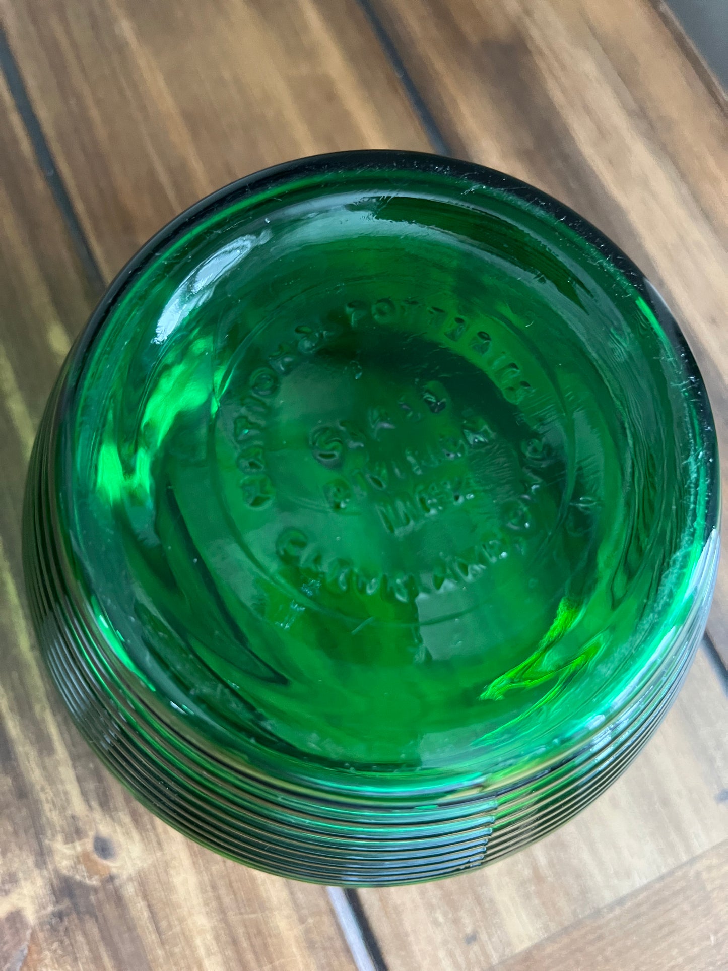 Vintage National Pottery Emerald Green Beehive Glass Vase