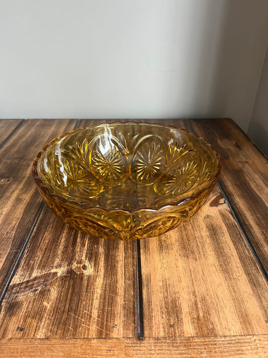 MCM Amber Vintage Anchor Hocking Star & Cameo Bowl