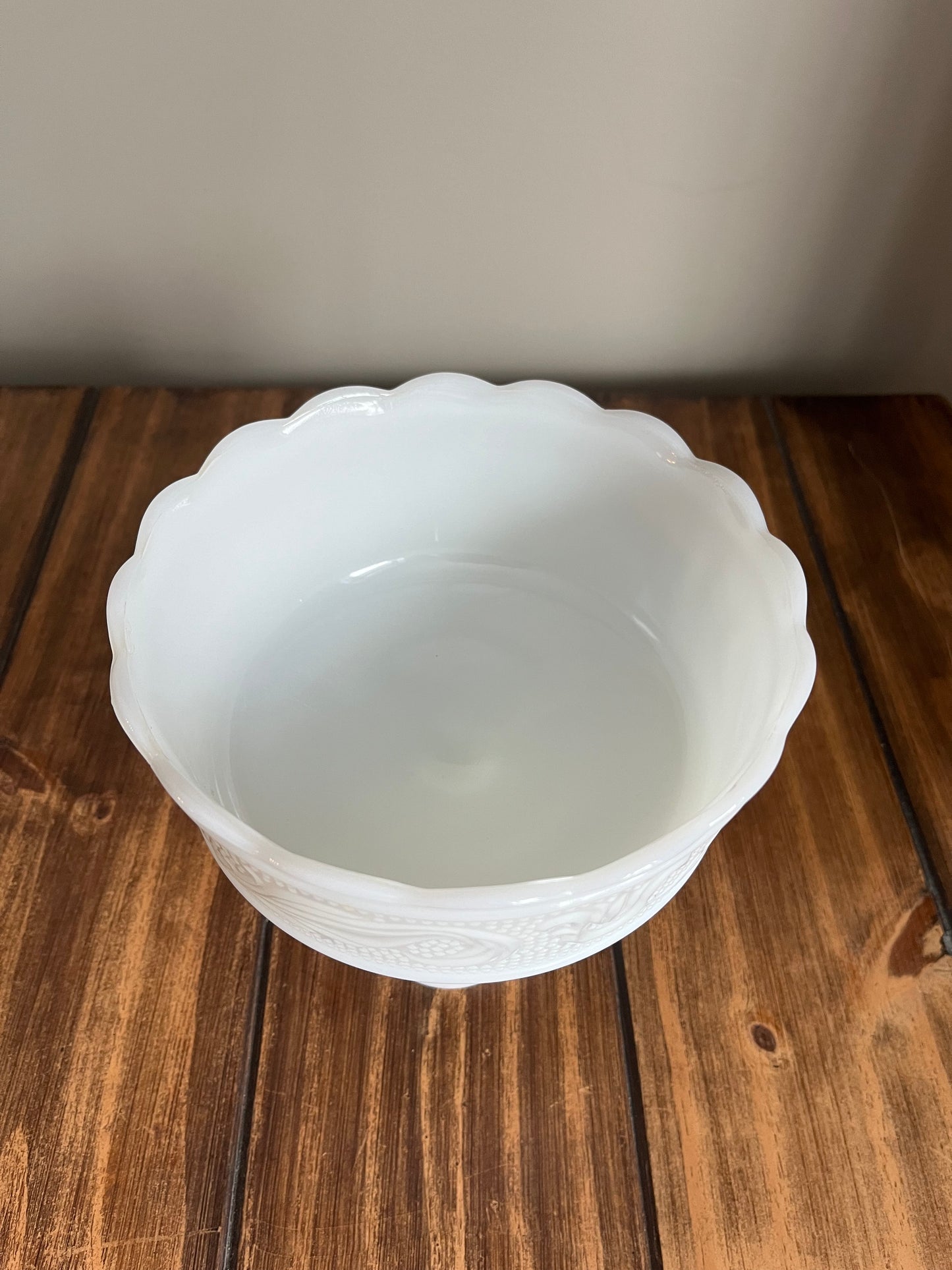 Vintage E.O Brody Milk Glass Pedestal Bowl