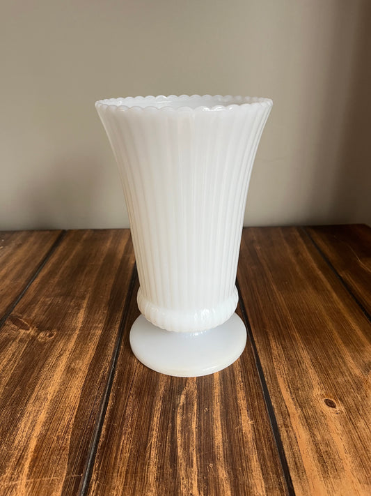 Vintage EO Brody Milk Glass Pedestal Vase