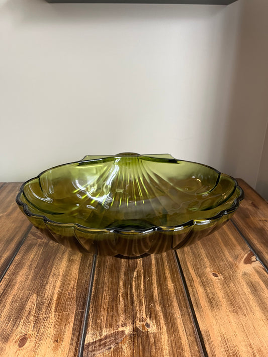 Vintage Avocado Green Shell Bowl