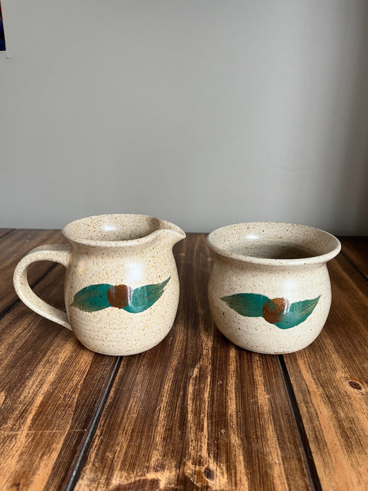 Vintage Ross Canada Pottery Creamer & Sugar Set