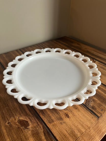 Vintage Milk Glass Lace Edge Platter