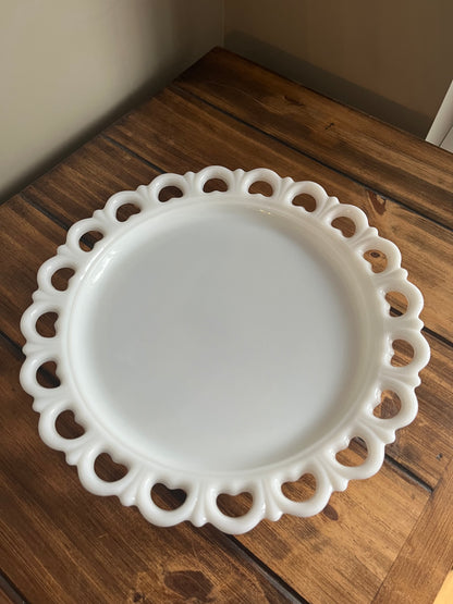 Vintage Milk Glass Lace Edge Platter