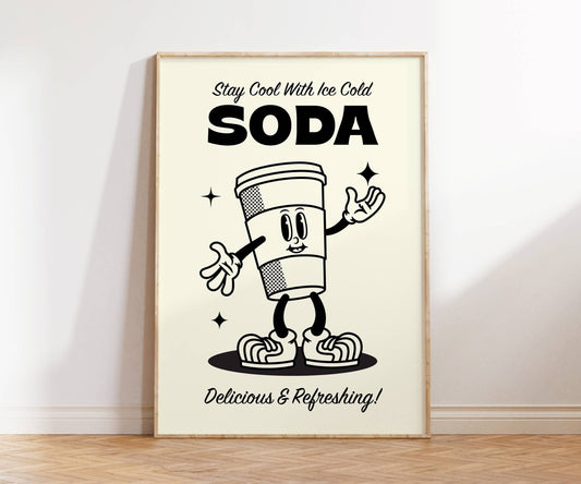 Ice Cold Soda Retro Art Print