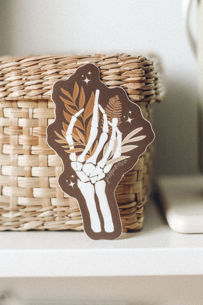 Floral Skeleton Hand Sticker